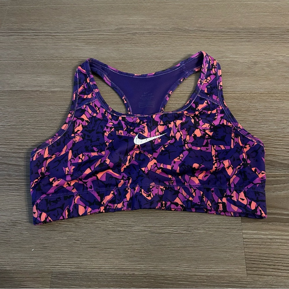 Nike Purple and Pink Sports Bra with Racerback Design